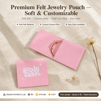 Petite pochette à bijoux en microfibre rose 8*8 cm pour boucles d'oreilles, anneaux, logo personnalisé de luxe imprimé, pochette à bijoux en microfibre en daim