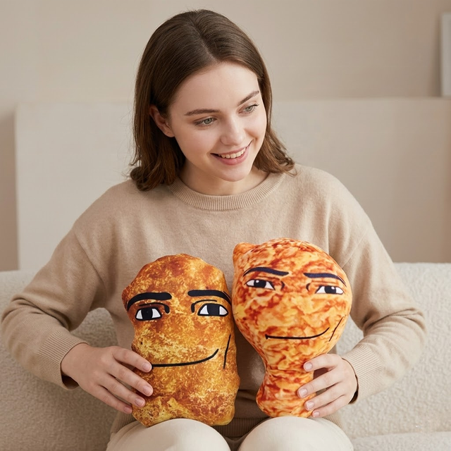 Aika Trending Viral Meme Funny Face Chicken Nugget Plush Toy Claw Machine Prize Doll