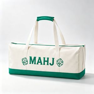 En stock : Ensemble de 3 sacs en toile Mahjong, comprenant une pochette à motif lettres et dés, une trousse de toilette de voyage grande capacité et une pochette de rangement portable - Product Image 4
