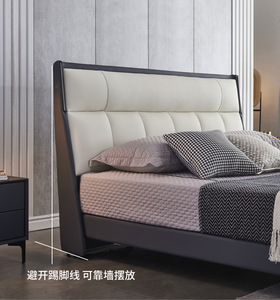 Letto matrimoniale moderno di lusso leggero in pelle 1.8 metri camera da letto matrimoniale letto matrimoniale letto morbido pacchetto mobili camera da letto di lusso - Product Image 4