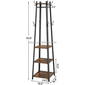 Moderne personnalisé autoportant métal bois étagère entrée Hall suspendus vêtements manteau présentoir support en gros personnalisé - Product Image 1