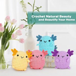 Kit de <span class=keywords><strong>crochet</strong></span> DIY pour débutants : 4 <span class=keywords><strong>animaux</strong></span> axolotls, faciles à réaliser, 4 couleurs de petites poupées avec vidéo étape par étape - Product Image 3