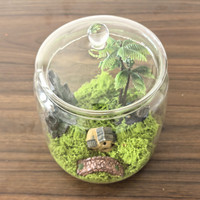 Mini Terrario de vidrio con contenedor de naturaleza DIY con tapa de vidrio para Decoración de mesa de paisaje que sirve como urna o jarrón elegante