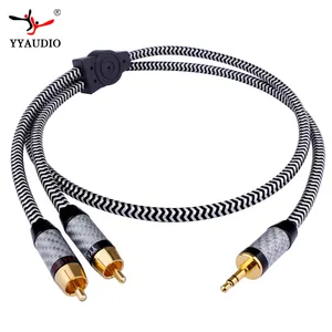 YYAUDIO Y-9 7N OCC argenté 3.5mm Stéréo à 2 Câbles RCA haut de gamme 3.5mm TRS à Double Câble RCA