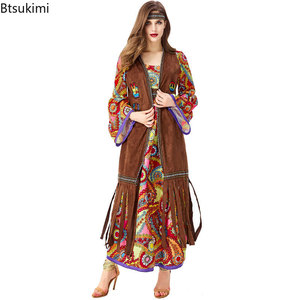 Costume d'Halloween années 70 pour femme adulte, tenue hippie, robe de danse disco, style bohème, romantique et élégante - Product Image 1