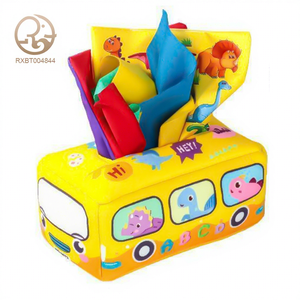 Livre en tissu éducatif, doux, à fort contraste, froissé, jouets sensoriels pour le développement des nourrissons, peluche, boîte à mouchoirs pour bébés - Product Image 1