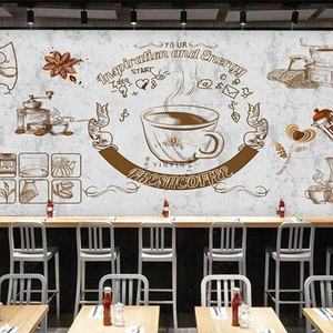 Carta da Parati Effetto Cemento Retrò Europeo per Parete di Caffetteria - Product Image 4