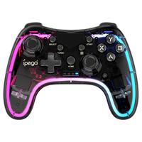 Control de Juego Bluetooth Ipega PG-9228, Gamepad Transparente con Luces RGB para NS Switch, Juegos MFi, Teléfonos Inteligentes IOS y Android