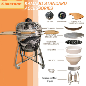 Barbecue fumoir en céramique au charbon de bois Kimstone 26 pouces <span class=keywords><strong>Kamado</strong></span> <span class=keywords><strong>Joe</strong></span>, peint à la main, pour l'extérieur, idéal pour les barbecues familiaux - Product Image 6