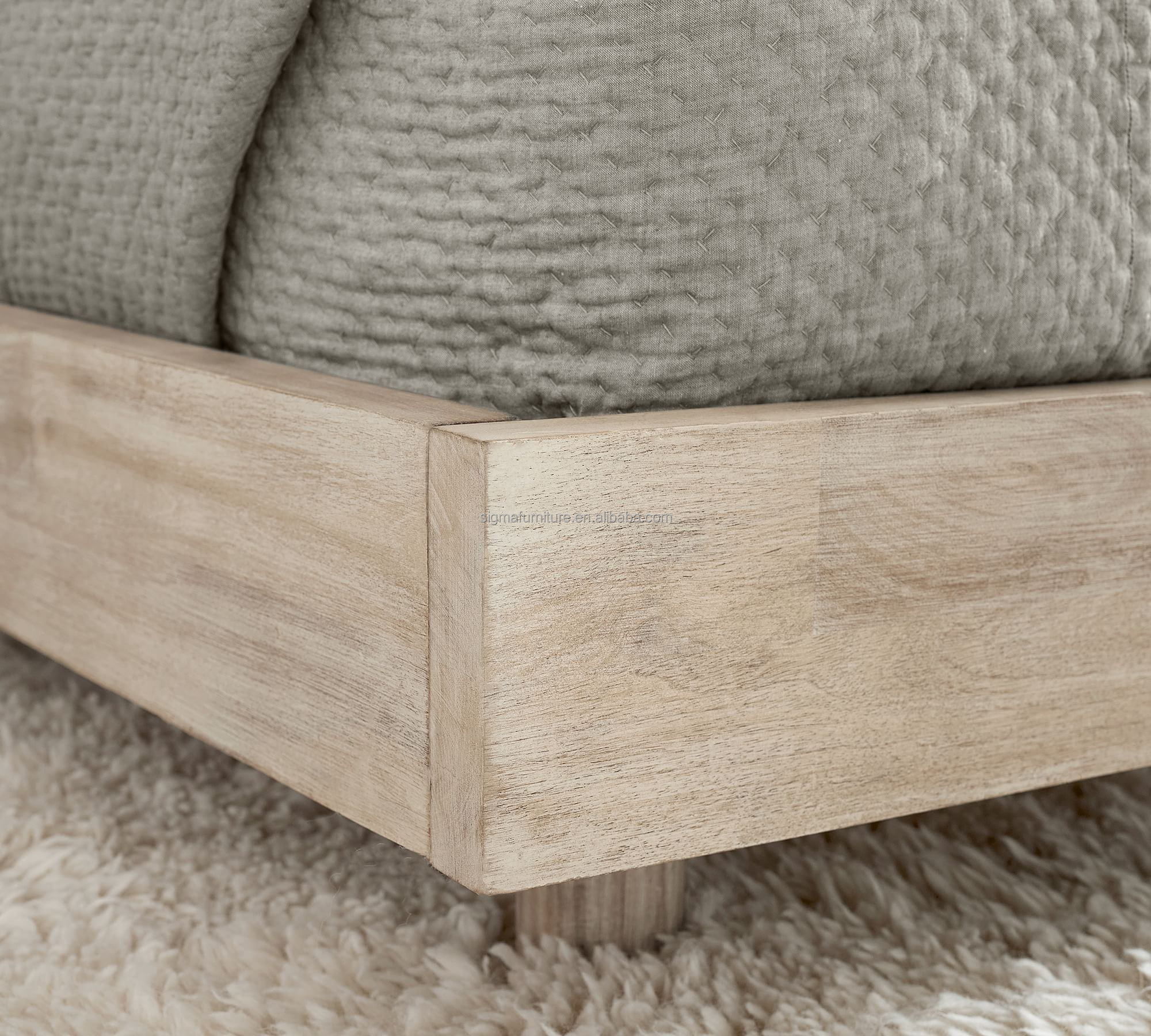 Modern  luxury farmhouse style full size wooden platform high headboard  bed