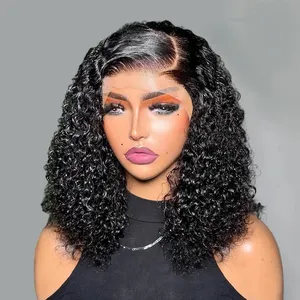 Cheap Kinky Curly Short Bob Wigs Raw Indian Human Hair Lace Front Wigs For Black Women Wholesale Hd Lace Frontal Wigs Human Hair