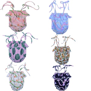 Romper de algodón estampado con tirantes ajustables y cuello halter para bebé, estilo hawaiano, primavera-verano, talla personalizada - Product Image 6