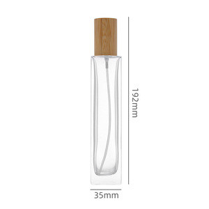 Coperchio di bambù rettangolare di alta qualità flacone Spray per profumo di vetro 30ml 50ml 100ml siero per la cura della pelle ricaricabile con bocca a vite - Product Image 5