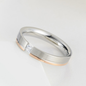yunnique minimalist style, diamond-encrusted rose gold, karat stone, <b>titanium</b> steel elegant women's <b>ring</b>, brushed f - Product Image 3
