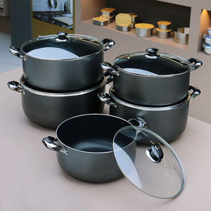 28/30/<span class=keywords><strong>32</strong></span>/34/36cm nặng và lớn màu đen 10 miếng Die Cast nhôm Bộ đồ nấu nướng chậu không dính đồ dùng nhà bếp đồ nấu nướng Bộ - Product Image 1