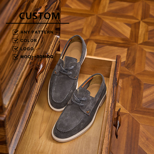 Mocasines de Cuero Genuino Elegantes y Más Vendidos para Hombre, Zapatos Náuticos de Gamuza con Punta Puntiaguda, Zapatos Planos Casuales Sin Cordones - Product Image 2