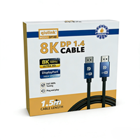 Câble DP 1.4 32,4 Gbps 8K 60Hz UHD plaqué or mâle-mâle pour moniteur, téléviseur, PC, ordinateur portable, projecteur, jeux