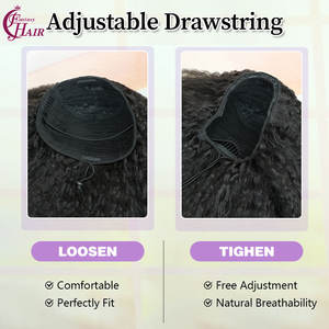 FH Vente en Gros <span class=keywords><strong>Perruque</strong></span> <span class=keywords><strong>Demi</strong></span>-Tête à Clips 100% Cheveux Humains avec Cordon de Serrage Cheveux Humains Kinky Straight Bouclés Noir Naturel - Product Image 4