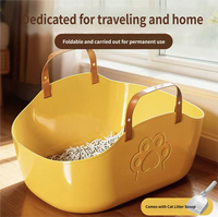 Grande litière pour chat à transporter à la main, pliable, portable, anti-déversement, pour les voyages, les sorties, les fournitures pour animaux de compagnie