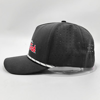 Gorras de Golf Personalizadas al por Mayor OEM, Gorra de Béisbol de 5 Paneles de Poliéster con Logotipo Bordado, Orificios Cortados con Láser, Cuerda, Gorra Deportiva Impermeable