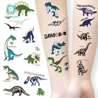 Tatouages temporaires amovibles pour enfants, moins chers, imperméables, qui brillent dans le noir, tatouages de dinosaures pour enfants, cadeau d'anniversaire pour enfants