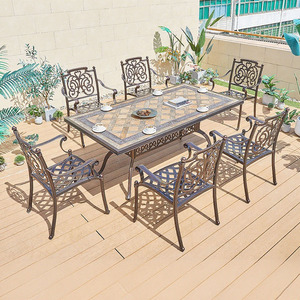 Bahçe Villa teras depo açık hava eğlence barbekü için dayanıklı açık dökme alüminyum demir masa sandalye kanepe kombinasyonu - Product Image 4