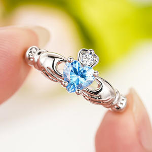 Bague de fiançailles en moissanite en forme de cœur A175, en argent 925, sertie de griffes, pour femme - Product Image 1