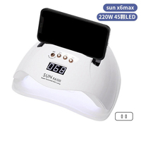 Lampe à ongles UV LED professionnelle 220W SUN X6 MAX - Séchoir à ongles haute puissance pour tous les gels avec support pour téléphone - Outil de qualité professionnelle