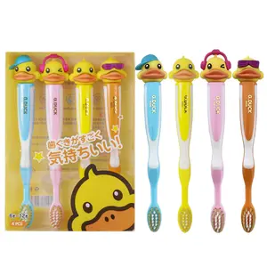 Kids tapered filament 0.12mm PBT fine travel home Children manual anti skip handle soft bristles cartoon duck Toothbrush