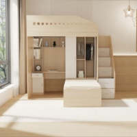 Lit superposé multifonctionnel en bois pour enfants avec escalier et tiroirs de rangement, lit superposé pour enfants avec bureau, armoire et lit simple