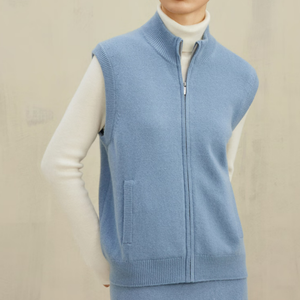 <span class=keywords><strong>Gilet</strong></span> tricoté en <span class=keywords><strong>cachemire</strong></span> sans manches pour <span class=keywords><strong>femme</strong></span> avec <span class=keywords><strong>gilet</strong></span> élégant <span class=keywords><strong>zippé</strong></span> - Product Image 5