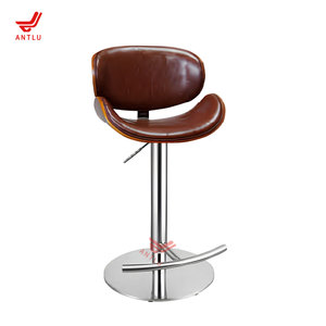Taburete <span class=keywords><strong>de</strong></span> Bar Tapizado <span class=keywords><strong>de</strong></span> Estilo Nórdico con Respaldo Alto, Silla <span class=keywords><strong>de</strong></span> Bar Giratoria <span class=keywords><strong>de</strong></span> Metal Moderna para Bistro o Cafetería - Product Image 1