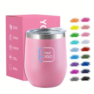 Mug à café isotherme en acier inoxydable à double paroi de 12 oz, forme œuf, avec logo personnalisé, revêtement en poudre, pour cocktails et vin - Product Image 1