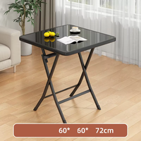 Table pliante en verre trempé rond carré gain de place bureau pliable petit appartement Table à manger Portable balcon meubles