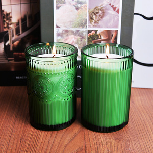 Scented Candles Green Glass Cylinder Soy <b>Wax</b> Home Decoration Wedding Use - Product Image 1