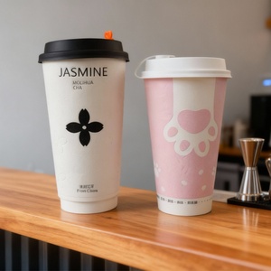 Gobelets à café noirs en papier spécial de luxe Sunshine Custom Print, jetables, 16 oz, à double paroi dorée, avec couvercle - Product Image 3
