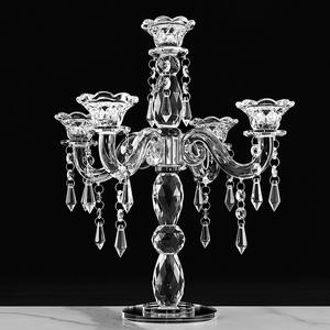 Hot Sell Glass Table Top Candelabra Crystal <strong>Candle</strong> <strong>Holder</strong> for Wedding Table Decoration - Product Image 5