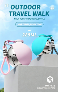 Cute Stainless Steel Dog Travel Bottle With Foldable Silicone Bowl Leakproof Portable Puppy Canteen For Walking Camping - Product Image 2