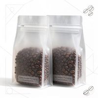 Sac carré en plastique transparent mat recyclable avec impression de logo personnalisée, fermeture éclair supérieure, sachet pour grains de café avec valve