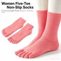 Chaussettes de yoga antidérapantes à cinq orteils, tricot côtelé, séparateurs d'orteils pour Pilates, chaussettes d'entraînement intérieur avec grip en silicone, personnalisables OEM