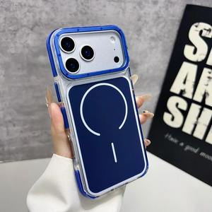 Étui magnétique transparent à double tonalité de luxe pour <span class=keywords><strong>iPhone</strong></span> 17 Pro Max Air 16 Plus 15 14 13 <span class=keywords><strong>12</strong></span> 11 pour <span class=keywords><strong>Magsafe</strong></span> <span class=keywords><strong>Coque</strong></span> arrière - Product Image 1