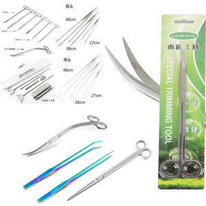 Pinzas de acero inoxidable para plantas acuáticas (puntas rectas y curvas, pinzas extendidas) para acuarios. - Product Image 1