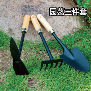 Garden Hand Tools 3 Piece Set With Wooden Handle Durable Iron Plastic Coating For Garden Use - Product Image 4
