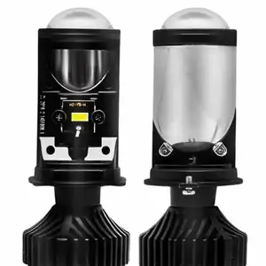 Y6 Y6D LED farlar yüksek düşük işın fansız 80w 8000lm LED Mini projektör Lens araba farı ampul H4 H7 çift led far lambaları