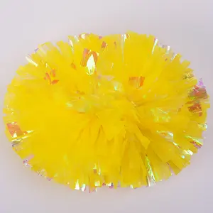 ลูกบอลฟอยล์โลหะแวววาวสีสันสดใสขนาด26ซม. ตกแต่งพื้นหลังงานแต่งงานเชียร์ลีดเดอร์สัตว์เลี้ยงพลาสติกปอมปอมปอม
