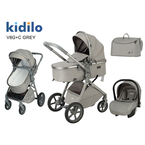 Kidilo 4-in-1 Stroller Pram Pushchair Car Seat Baby Carrier Travel System Foldable 20KG Load Capacity Oxford Fabric Stainless
