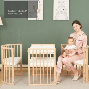 Set di Mobili per Cameretta NZMAN Approvati FSC, <span class=keywords><strong>Culla</strong></span> Convertibile 3 in 1 per Neonati, Lettino Ovale in Legno con Ruote - Product Image 5