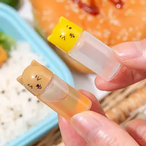 3ピース/セットミニかわいい漫画猫ポータブル空のプラスチックソースボトル調味料容器子供用弁当