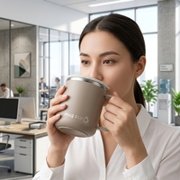Tasse de voyage moderne en acier inoxydable de 400 ml (14 oz) avec deux modes de consommation, isolation thermique, cadeau d'affaires