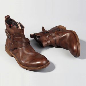 Stivali da Uomo in Pelle Nera con Cerniera Vintage a Prezzo Conveniente, Scarpe Casual in Pelle, Stivali da Lavoro alla Caviglia Durevoli e Comodi - Product Image 2